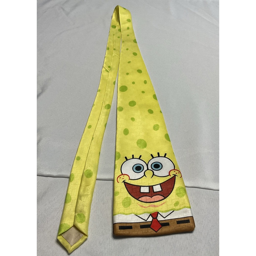 Nickelodeon SpongeBob Neck Tie‎ Vintage 2002 Cartoon Funny Viacom Yellow - Picture 3 of 7